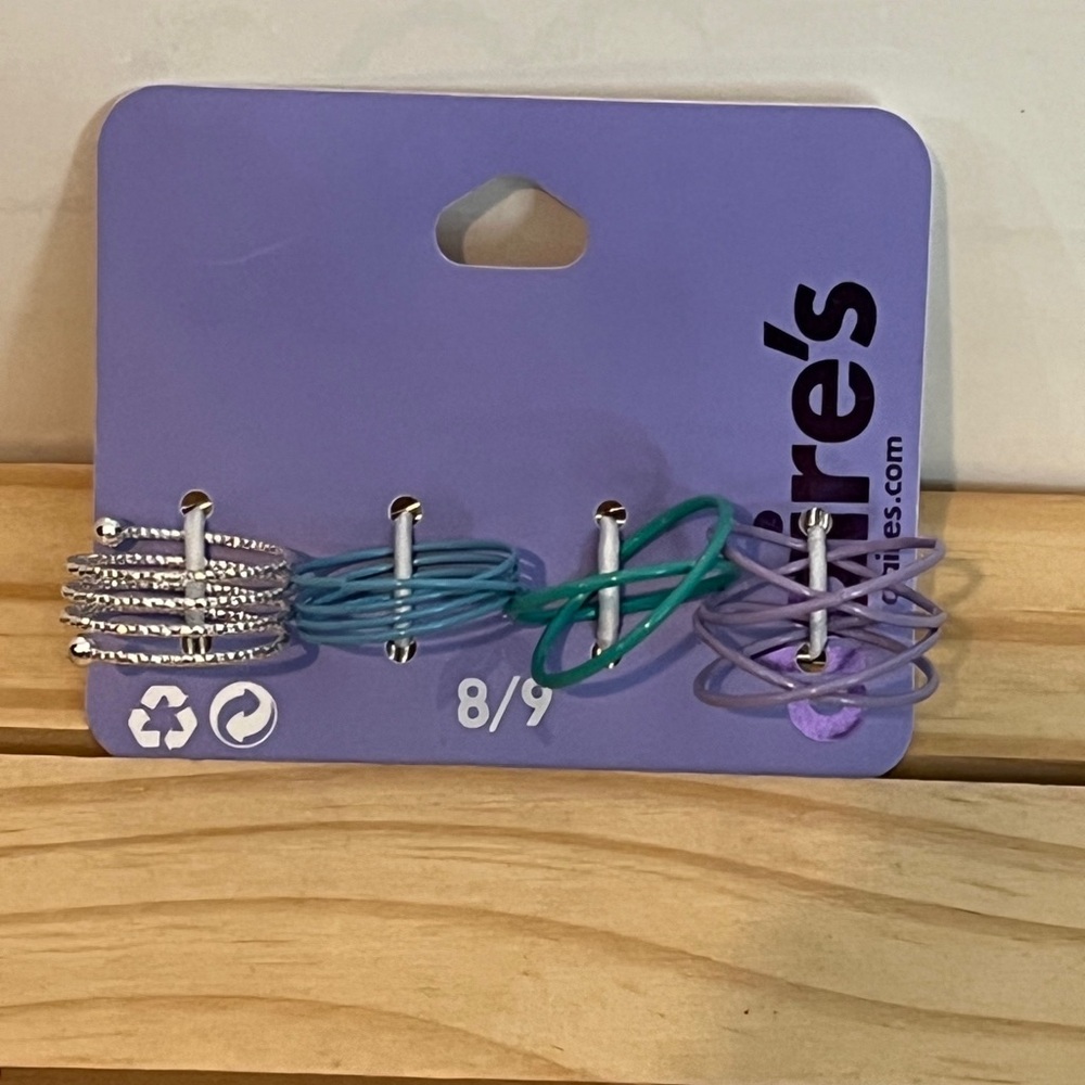 PICK 3/$12.00 Claire's 4pc Silver and Teal Wire Rings Collection